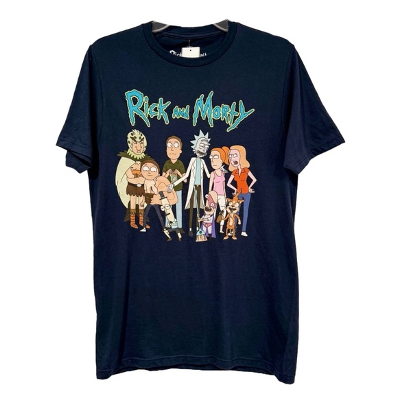 Rick And Morty Adult Swim Graphic Short Sleeve Navy T-Shirt Ripple Junction - Picture 1 of 6